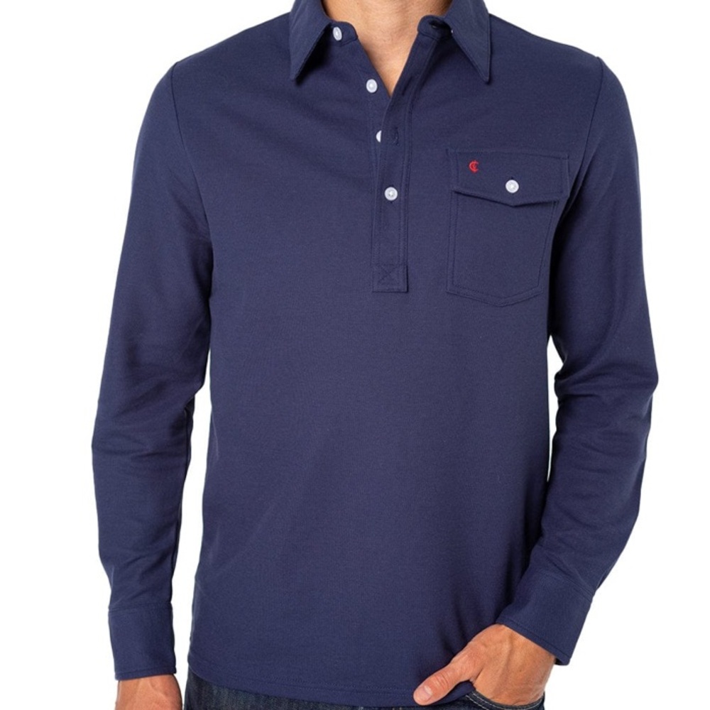 Criquet Men's Navy Long Sleeve Polo